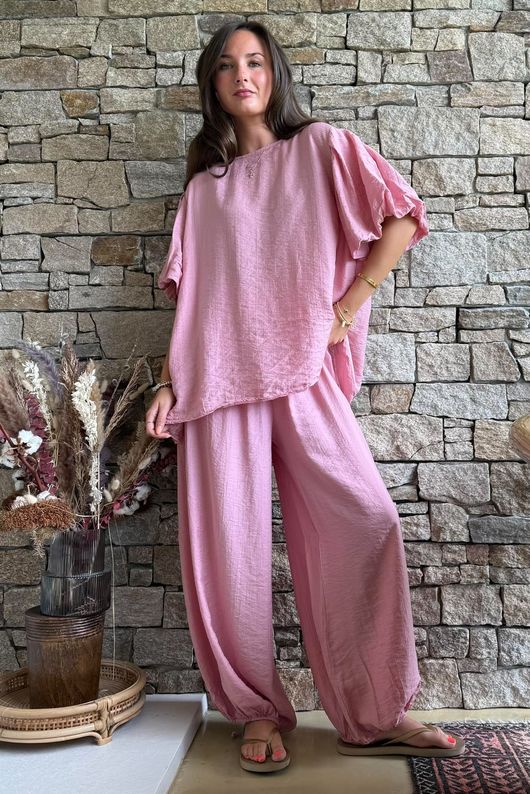Randles Puff Sleeve Blouse Indian Pink